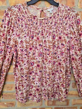 Lucky Brand Smocked Long Sleeve Shirt